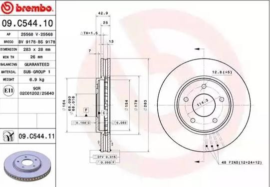 BREMBO Bremseskive 09.C544.11 BREMBO 09.C544.11 Bremseskive Skoda 1000 originale
