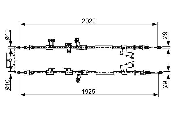 BOSCH Tautrekk, håndbremse 1 987 482 709 1 987 482 709 Bremsewire FORD TOURNEO CUSTOM BOSCH