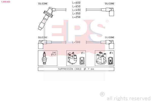 Bougiekabels EPS 1.499.069 EPS 1.499.069: Bougiekabelset BMW 3-serie 2001