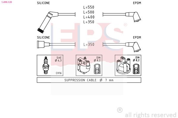 EPS Tændkabelsæt 1.499.120 Tændrørskabler HYUNDAI EPS 1.499.120