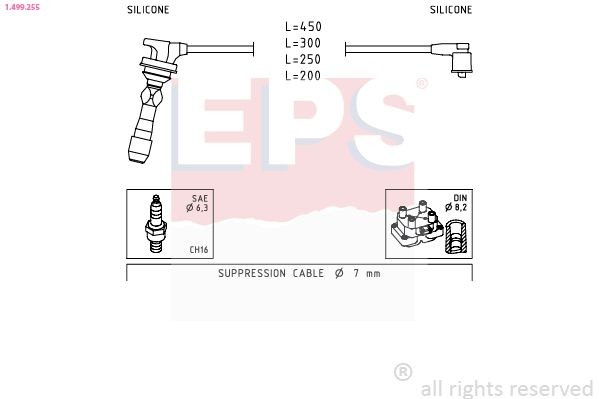 EPS Bougiekabels 1.499.255 Bougiekabel EPS HYUNDAI 1.499.255