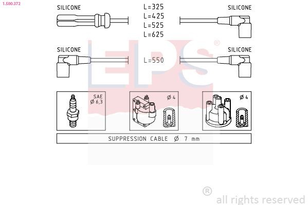 EPS Tändkabelsats 1.500.372 EPS 1.500.372 Tändkablar Volvo 945 II Kombi original