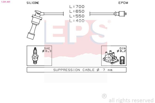 EPS Sada zapaľovacích káblov 1.501.401 Sviečkové káble EPS KIA 1.501.401