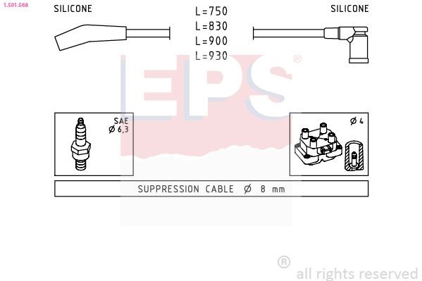 EPS Bougiekabels 1.501.568 Alfa Romeo 155 Bougiekabel EPS 1.501.568
