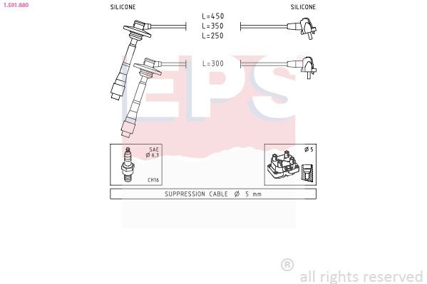 EPS Tennplugg kabelsett 1.501.880 1.501.880 Pluggledninger EPS PORSCHE 911