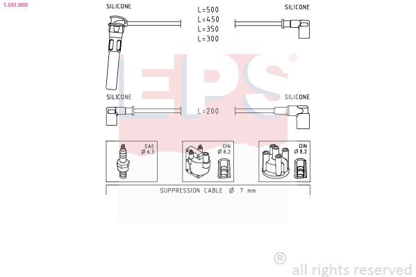 EPS Tennplugg kabelsett 1.501.900 Tennpluggkabler EPS Porsche 911 1.501.900