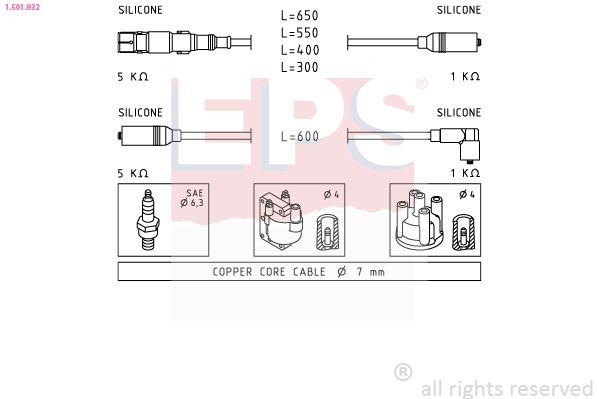 EPS Tennplugg kabelsett 1.501.932 Pluggledninger EPS 911 1.501.932 billige