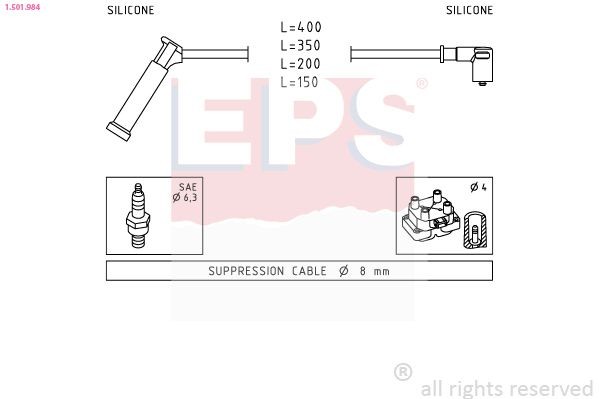 EPS Süütesüsteemikomplekt 1.501.984 Küünlajuhtmed EPS Alfa Romeo 147 1.501.984