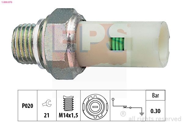 EPS Oliedruksensor 1.800.076 Opel AGILA Oliedruksensor EPS 1.800.076