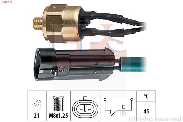 Temperature Switch, coolant warning lamp EPS 1.840.124 EPS 1.840.124 2021 IVECO Daily radiator fan switch replacement
