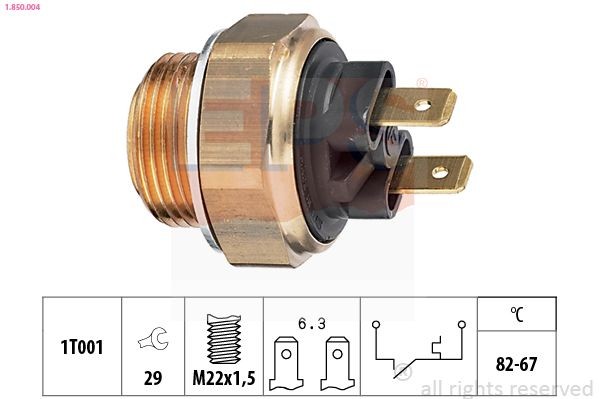EPS Temperatuurschakelaar, radiateurventilator 1.850.004 Koelsysteem PEUGEOT 404 Sedan: Temperatuurschakelaar, radiateurventilator EPS 1.850.004