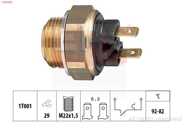 Temperature Switch, radiator fan EPS 1.850.016 EPS 1.850.016 DACIA SANDERO 2015 radiator fan switch price