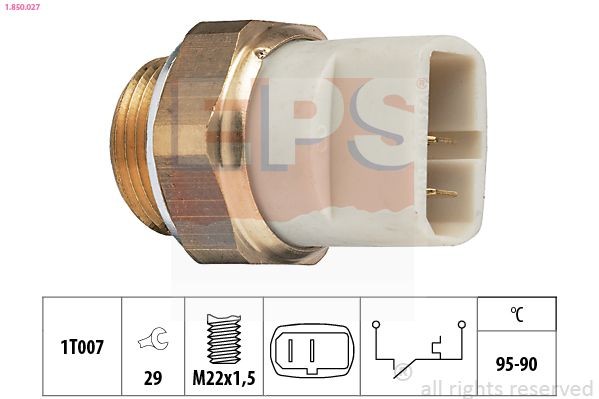 EPS Temperatuurschakelaar, radiateurventilator 1.850.027 Volkswagen POLO Temperatuurschakelaar radiateurventilator EPS 1.850.027