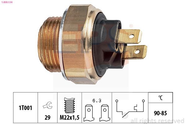 EPS Interruptor de temperatura, ventilador do radiador 1.850.134 Interruptor de temperatura ventilador do radiador EPS Porsche 968 1.850.134
