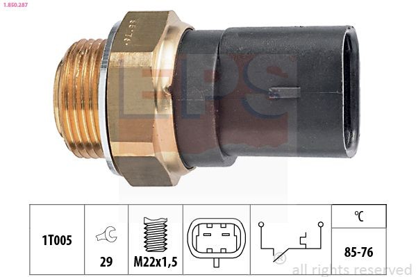 EPS Interruptor de temperatura, ventilador do radiador 1.850.287 Interruptor de temperatura ventilador do radiador EPS Porsche 968 1.850.287