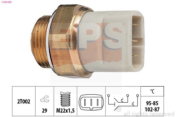 EPS Interruptor de temperatura, ventilador do radiador 1.850.605 EPS 1.850.605 Interruptor de temperatura ventilador do radiador Porsche 968 Cabrio preço