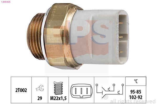 EPS Temperatuurilülitus, radiaatorivent. 1.850.635 Temperatuurilülitus radiaatoriventilaator EPS CITIGO 1.850.635 odav