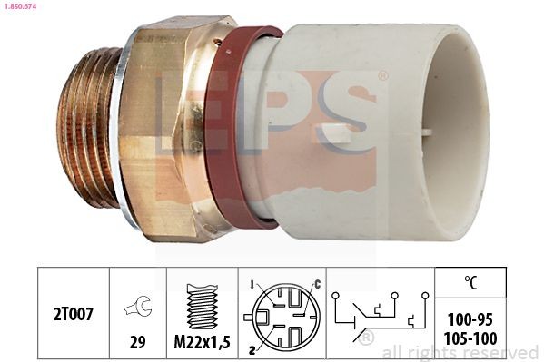 Interrupteur de température, ventilateur de radiateur EPS 1.850.674 EPS 1.850.674 Interrupteur de température ventilateur de radiateur OPEL TIGRA 2008