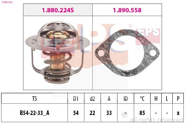 EPS Thermostaat, koelvloeistof 1.880.224 Mazda 323 Thermostaat, koelvloeistof EPS 1.880.224