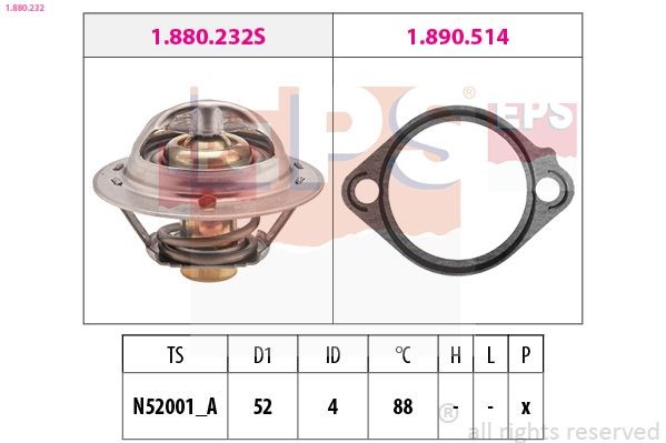 EPS Thermostat d'eau 1.880.232 Mitsubishi PAJERO PININ Thermostat d'eau EPS 1.880.232