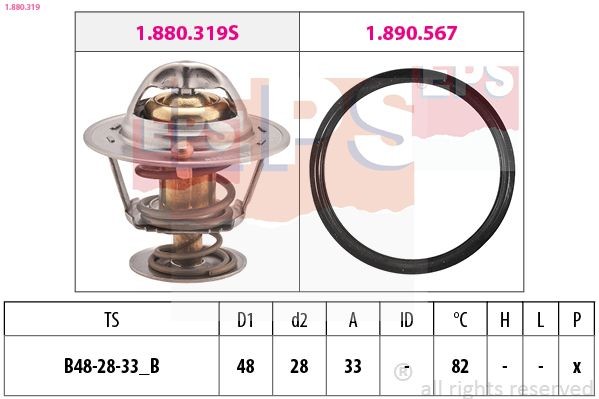 EPS Termostat, kylvätska 1.880.319 pris Termostat Toyota EP91 1.880.319 EPS