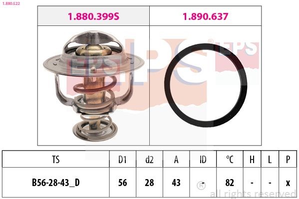 EPS Termostat, kjølemiddel 1.880.522 Termostathus EPS Nissan X-TRAIL 1.880.522