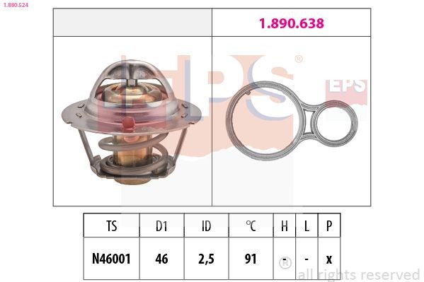 EPS Thermostaat, koelvloeistof 1.880.524 EPS 1.880.524 Thermostaat CHRYSLER VOYAGER originele