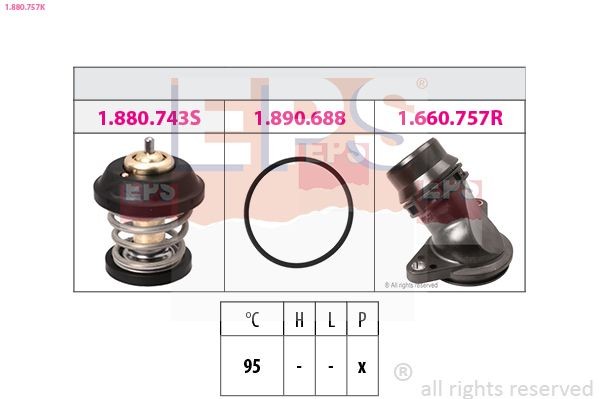 EPS Termostaat, Jahutusvedelik 1.880.757K Termostaat EPS Volkswagen CALIFORNIA 1.880.757K