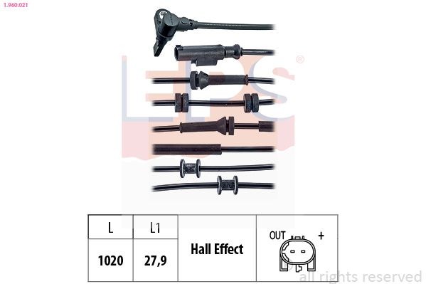 EPS ABS-givare 1.960.021 1.960.021 EPS hjulvarvtalssensor Fiat BRAVA