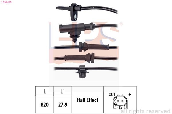 EPS Sensor, ABS 1.960.135 1.960.135 Hjulhastighetsfoler CITROËN DS5 EPS