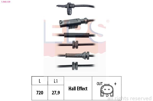 EPS Sensor, ABS 1.960.139 Hjulhastighetsfoler EPS 126 1.960.139 billige