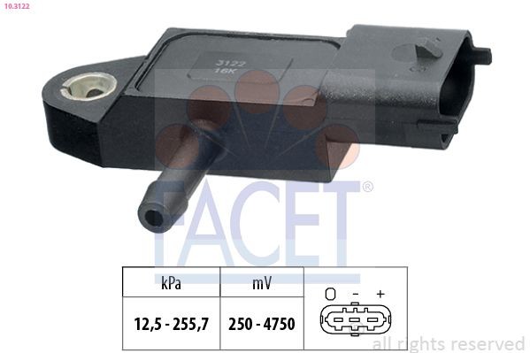 Sensor, ladetryk FACET 10.3122 FACET 10.3122 MAP føler VAUXHALL MOVANO 2020