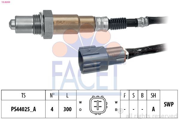 Sonda lambda FACET 10.8269 FACET 10.8269 Sensor de oxigênio Toyota HILUX Pick-up 2016