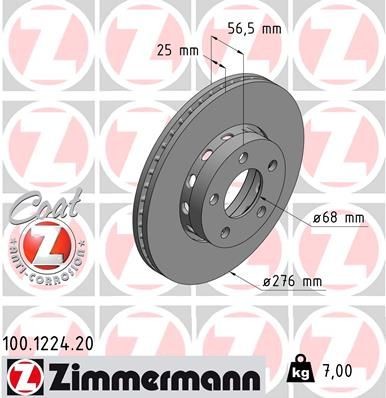 ZIMMERMANN Bremseskive 100.1224.20 ZIMMERMANN 100.1224.20 originale Bremseskiver Audi 80 B4 Avant hva koster