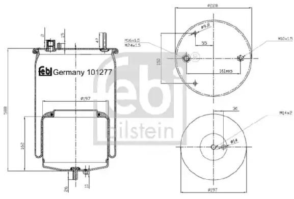 FEBI BILSTEIN Luftbelg, fjæring 101277 101277 Fjærbelg, luftfjæring VOLVO V40 Stasjonsvogn FEBI BILSTEIN