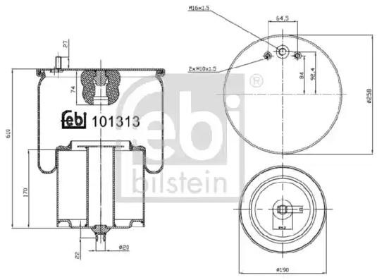 FEBI BILSTEIN Luftbelg, fjæring 101313 101313 Fjærbelg, luftfjæring VOLVO V40 Stasjonsvogn FEBI BILSTEIN