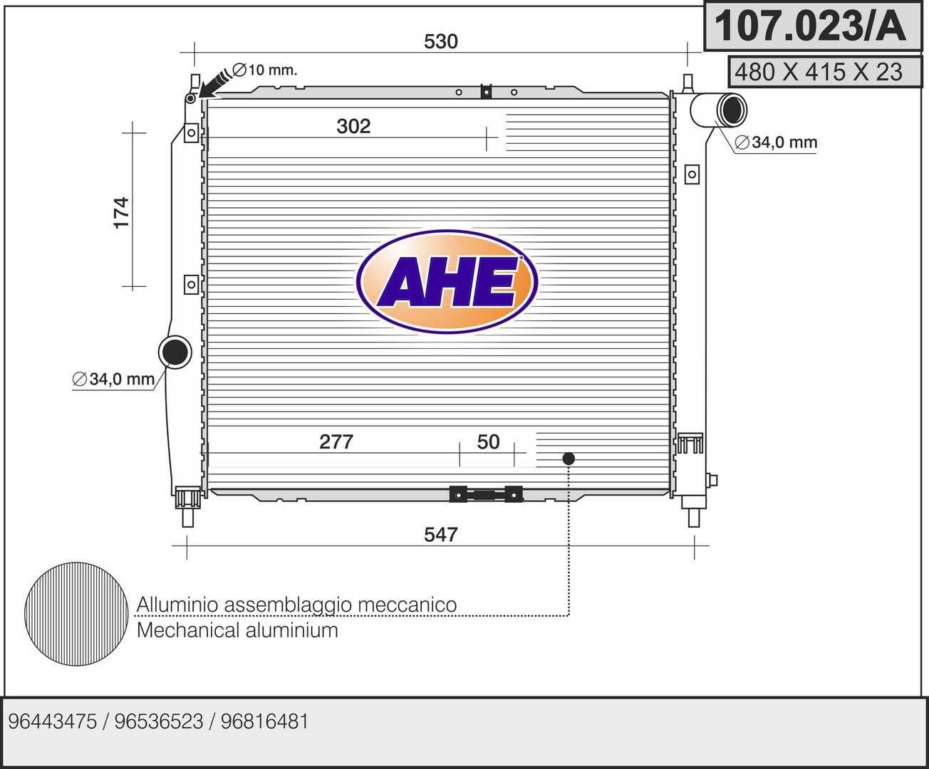 AHE Radiatore motore 107.023/A AHE 107.023/A Radiatore raffreddamento motore Chevrolet Aveo Schrägheck prezzo