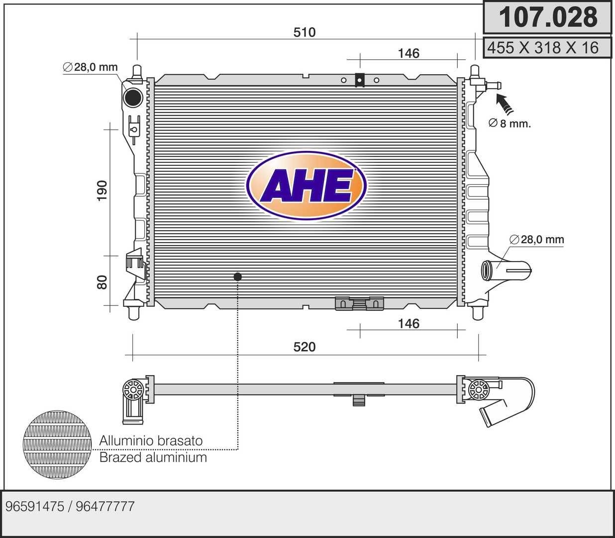 Radiateur AHE 107.028 AHE 107.028 Radiateur CHEVROLET MATIZ 2015