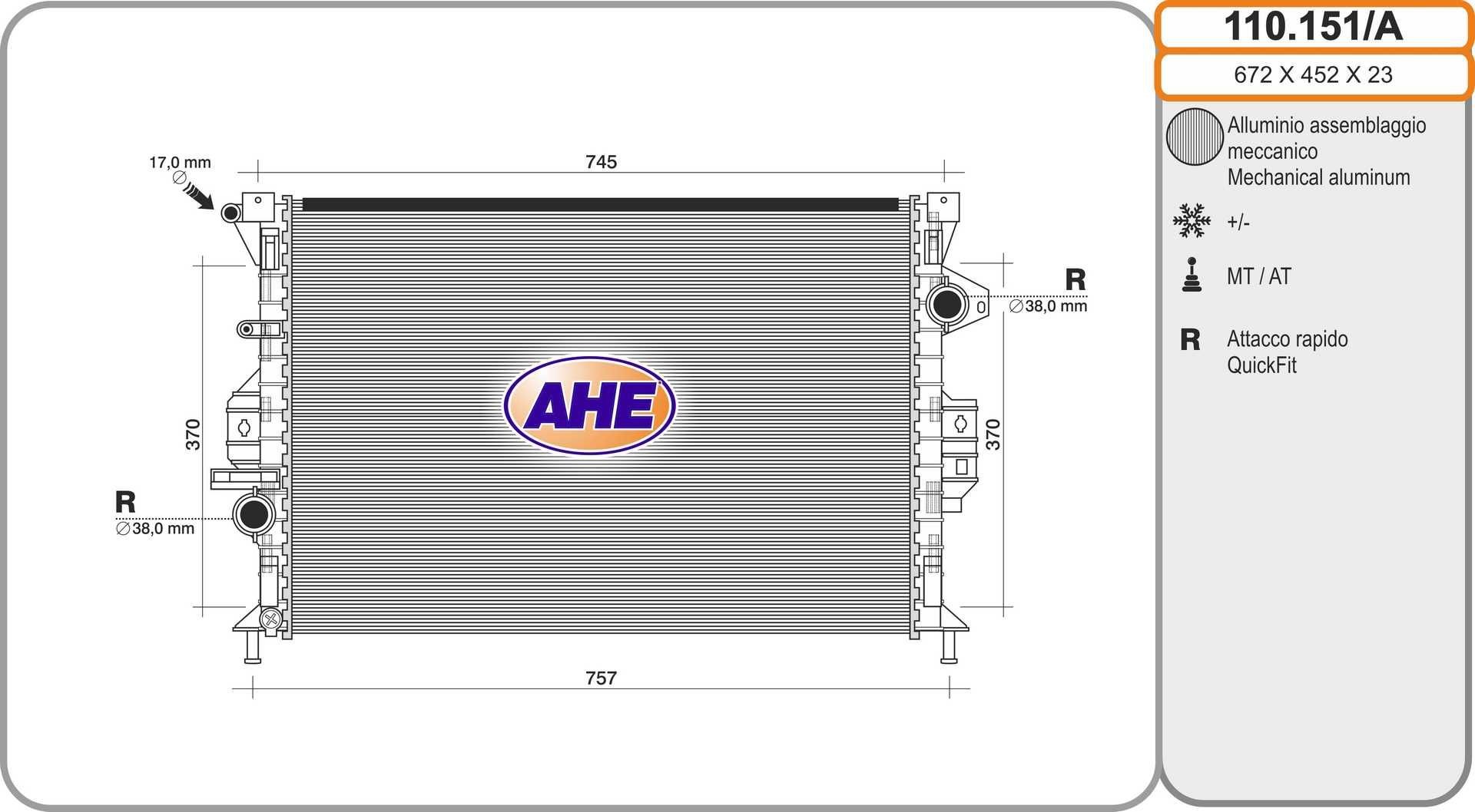 AHE Radiateur 110.151/A AHE 110.151/A Koelmodule V60 I Van / Station wagon (155) prijs