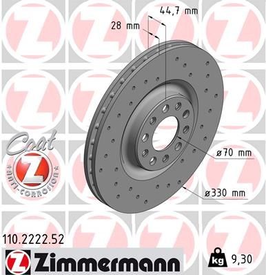ZIMMERMANN Disco freno 110.2222.52 110.2222.52 SPORT COAT Z costo Dischi freno MG MG 5 ZIMMERMANN