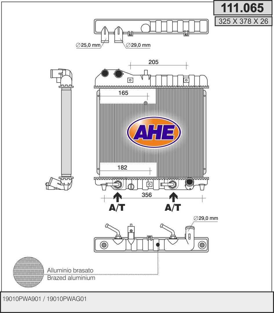 AHE Engine radiator 111.065 111.065 AHE radiator for HONDA JAZZ