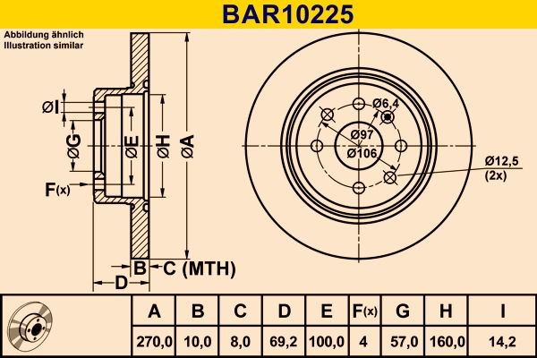 Barum Bremseskive BAR10225 BAR10225 Bremseskive OPEL KADETT Barum