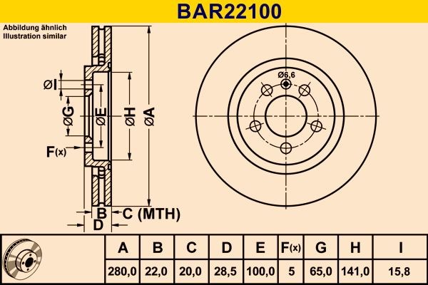 Barum Disco freno BAR22100 BAR22100 Dischi freno sportivi Barum Chevrolet