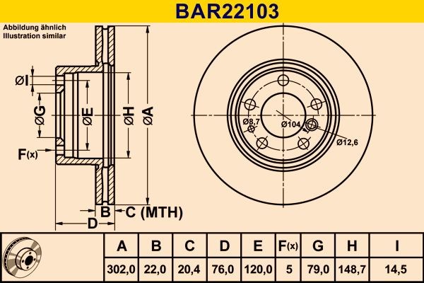 Barum Bremseskive BAR22103 BAR22103 Bremseskiver Barum PEUGEOT 308