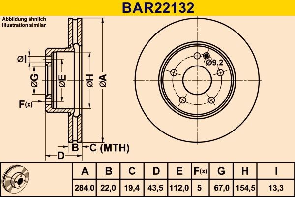 Barum Remschijf BAR22132 BAR22132 Schijfremmen LAND ROVER RANGE ROVER EVOQUE Barum
