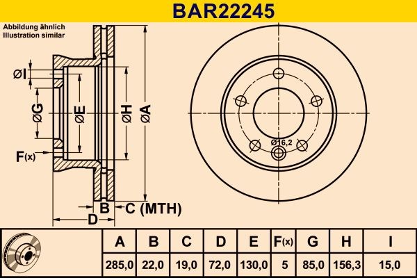 Barum Disco freno BAR22245 BAR22245 Dischi freno sportivi CHEVROLET Barum costo