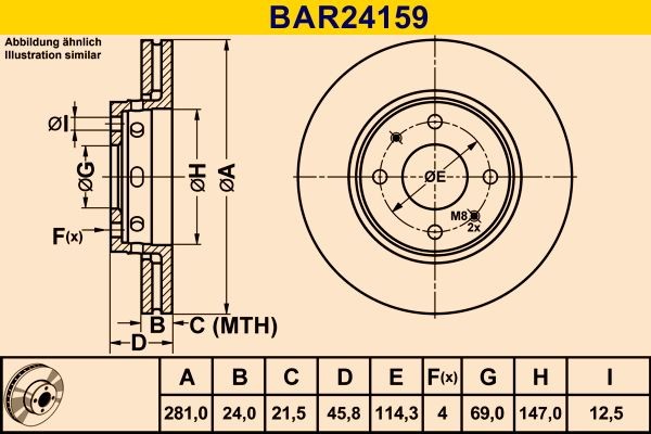 Barum Remschijf BAR24159 BAR24159 Remschijf LAND ROVER RANGE ROVER EVOQUE Barum