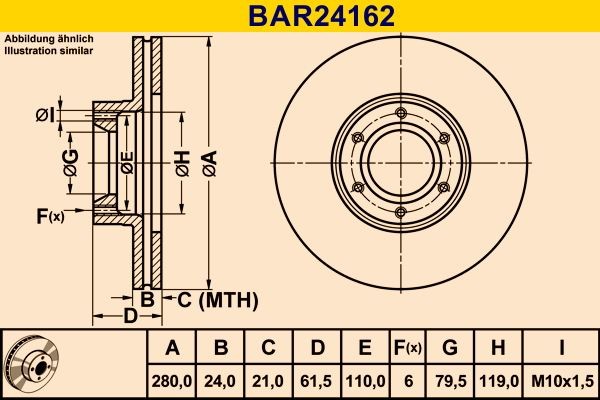Barum Bremseskive BAR24162 BAR24162 Bremseskiver OPEL KADETT Barum