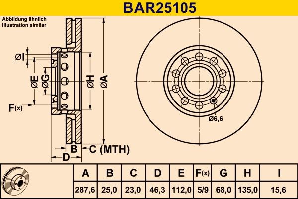 Barum Bromsskiva BAR25105 BAR25105 Barum Bromsskivor sport Seat