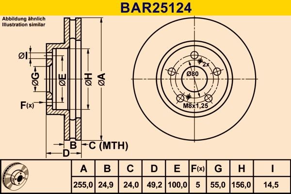 Barum Bremseskive BAR25124 BAR25124 Bremseskiver ROVER 400 Barum
